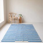 Modern Wool Rug Blue & White | Handmade Scandinavian Flatweave Design - Image 3