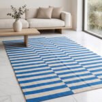 Modern Wool Rug Blue & White | Handmade Scandinavian Flatweave Design