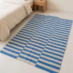 Modern Wool Rug Blue & White | Handmade Scandinavian Flatweave Design - Image 4
