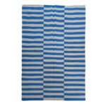 Handmade Wool Area Rug Blue & White | Scandinavian Flatweave Dhurrie Rug - Image 4