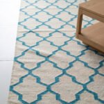 Modern Wool Rug Blue & White | Handmade Scandinavian Flatweave Design - Image 2