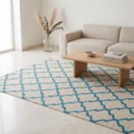 Modern Wool Rug Blue & White | Handmade Scandinavian Flatweave Design