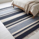 Handwoven Wool Blue Flatweave Rug | Simple Modern Home Decor - Image 4