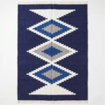Handmade Modern Wool Dhurrie Rug Blue | Minimalist Flatweave Home Decor - Image 4