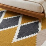 Handmade Wool Area Rug Yellow | Scandinavian Flatweave Dhurrie Rug - Image 2