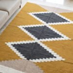 Handmade Wool Area Rug Yellow | Scandinavian Flatweave Dhurrie Rug