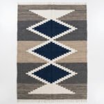 Modern Wool Dhurrie Blue & grey | Neutral Handmade Flatweave Rug