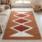 Handwoven Wool Dhurrie Rug Brown | Modern Handmade Flatweave Area Rug