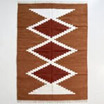 Handwoven Wool Dhurrie Rug Brown | Modern Handmade Flatweave Area Rug - Image 4