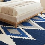 Handmade Modern Wool Dhurrie Rug Blue | Minimalist Flatweave Home Decor - Image 3