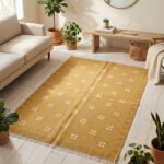 Modern Wool Area Yellow Rug | Handwoven Minimalist Home Decor