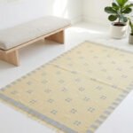 Handwoven Wool Area Rug Yellow | Minimalist Flatweave Inspired by Natural Living