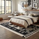 Handwoven Wool Area Rug Black | Handmade Neutral Home Decor - Image 3