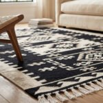 Handwoven Wool Area Rug Black | Handmade Neutral Home Decor - Image 4