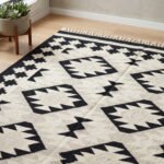 Handwoven Wool Dhurrie Grey & Black | Contemporary Home Area Rug - Image 3