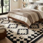 Handwoven Wool Dhurrie Grey & Black | Contemporary Home Area Rug - Image 2