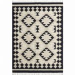 Handwoven Wool Dhurrie Grey & Black | Contemporary Home Area Rug - Image 4