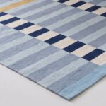 Modern Wool Rug Blue | Handmade Scandinavian Flatweave Design - Image 2