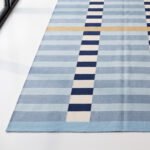 Modern Wool Rug Blue | Handmade Scandinavian Flatweave Design - Image 3