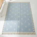Handwoven Flatweave Rug Blue| Contemporary Wool Design in Simple Tones - Image 2