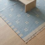 Handwoven Flatweave Rug Blue| Contemporary Wool Design in Simple Tones