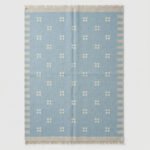 Handwoven Flatweave Rug Blue| Contemporary Wool Design in Simple Tones - Image 4