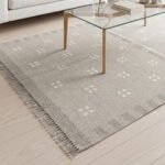 Handwoven Wool Flatweave Rug Grey | Modern Neutral Area Rug for Home