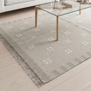 Handwoven Wool Flatweave Rug Grey | Modern Neutral Area Rug for Home