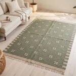 Handwoven Wool Dhurrie Rug Green | Quiet Luxury Flatweave for Modern Spaces