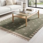 Handwoven Wool Dhurrie Rug Green | Quiet Luxury Flatweave for Modern Spaces - Image 3