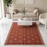 Wool Dhurrie Area Rug Brown | Handmade Flatweave with Organic Modern Style - Image 3