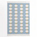 Handwoven Wool Dhurrie Rug Blue | Modern Handmade Flatweave Area Rug - Image 4