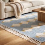 Handwoven Wool Dhurrie Rug Blue | Modern Handmade Flatweave Area Rug - Image 2