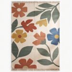 Handwoven Cotton Rug | Elegant Multicolor Floral Pattern for Living Room Bedroom and Stylish Home Decor - Image 5