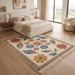 Premium Handwoven Cotton Rug | Artistic Multicolor Floral Pattern Area Rug for Elegant Home Interiors - Image 3