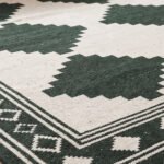 Elegant Geometric Cotton Rug | Handmade Modern Green Area Rug for Living Room and Bedroom - Image 4