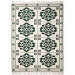 Contemporary Geometric Cotton Rug | Handmade Artistic Green Area Rug for Modern Home Interiors - Image 4