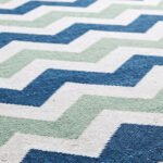 Modern Blue & Green Abstract Cotton Rug | Handcrafted Artistic Area Rug for Contemporary Interiors - Image 4