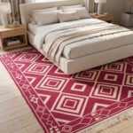 Artistic Modern Cotton Rug Pink | Contemporary Geometric Pattern for Living Room and Bedroom - Image 2