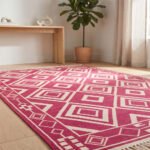 Artistic Modern Cotton Rug Pink | Contemporary Geometric Pattern for Living Room and Bedroom - Image 3