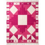 Geometric Shapes Cotton Rug | Handwoven Modern Pink Area Rug for Living Room and Bedroom - Image 6