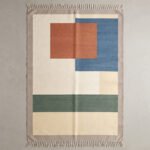 Modern Abstract Pattern Handwoven Cotton Rug | Multicolor Decorative Area Rug for Bedroom and Living Room - Image 5