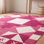Geometric Shapes Cotton Rug | Handwoven Modern Pink Area Rug for Living Room and Bedroom - Image 4