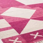 Geometric Shapes Cotton Rug | Handwoven Modern Pink Area Rug for Living Room and Bedroom - Image 5