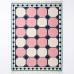 Modern Patterned Cotton Rug Pink | Handwoven Geometric Design for Elegant Home Interiors - Image 5