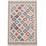 Modern Geometric Handwoven Cotton Rug | Multicolor Artistic Area Rug for Elegant Living Spaces - Image 5