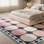 Modern Patterned Cotton Rug Pink | Handwoven Geometric Design for Elegant Home Interiors