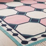 Modern Patterned Cotton Rug Pink | Handwoven Geometric Design for Elegant Home Interiors - Image 4