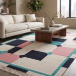 Premium Abstract Cotton Rug | Multicolor Artisan Handcrafted Area Rug for Contemporary Home Decor - Image 2