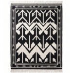 Unique Abstract Cotton Rug | Handmade Handwoven Black Artistic Floor Rug for Modern Interiors - Image 5